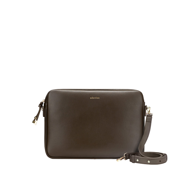 Laptoptasche dark khaki recyceltes Leder