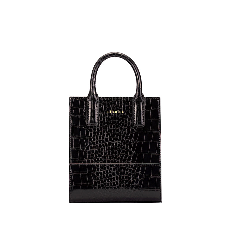 Handtasche nano schwarz croco vegan Leder