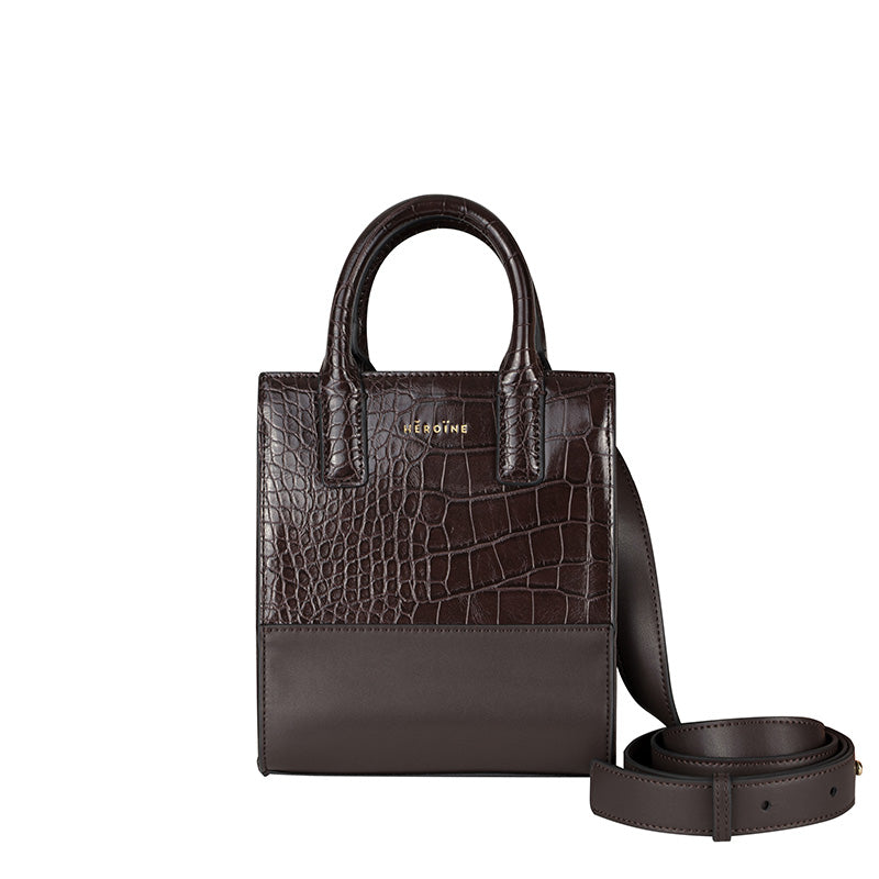 Handtasche nano schwarz croco vegan Leder